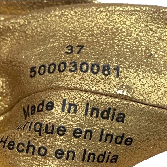 FREE PEOPLE Rio‎ Vista Gold Leather Sandal Slides - Picture 5 of 11